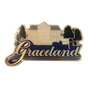 Vintage Y2K Pinnacle Designs Enameled Metal Graceland Fridge Magnet 2"